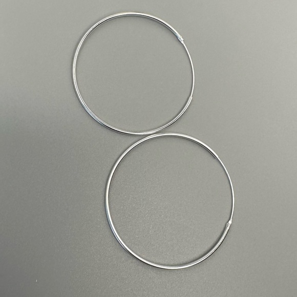 Sterling Silver Endless Hoop Earrings 40mm - Picture 7 of 10